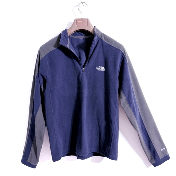 The North Face Fleece Navy and Charcoal Half-Zip Top Pullover Sweater - Picture 1 of 12